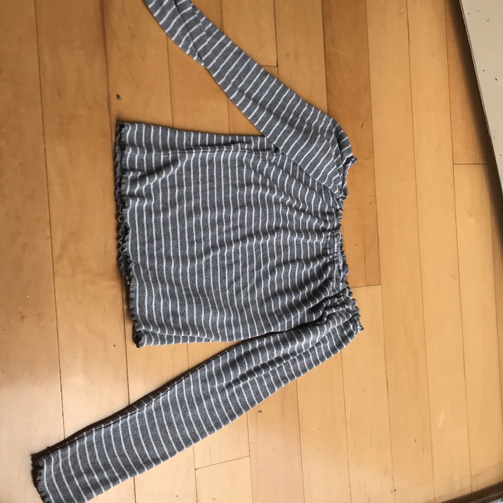 long sleeve off the shoulder shirt.